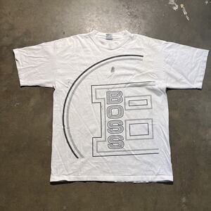 Vintage 90s Hugo Boss White Graphic Grunge T-Shirt